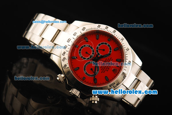 Rolex Daytona II Oyster Perpetual Automatic Movement Full Steel with Red Dial and Black Markers - Click Image to Close